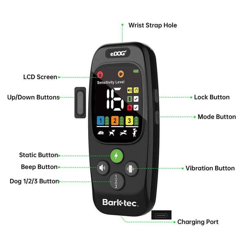 Barktec 2-in-1 Anti-Bark Collar+Remote Training Collar