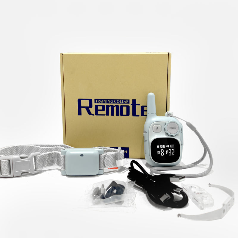 Packaging of the Houndware HW666 Mini Rechargeable Remote Collar, highlighting product features and benefits for effective dog training