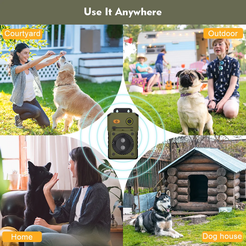 Ultrasonic Anti-Barking Device, highlighting its durable construction and versatile usage for both indoor and outdoor settings