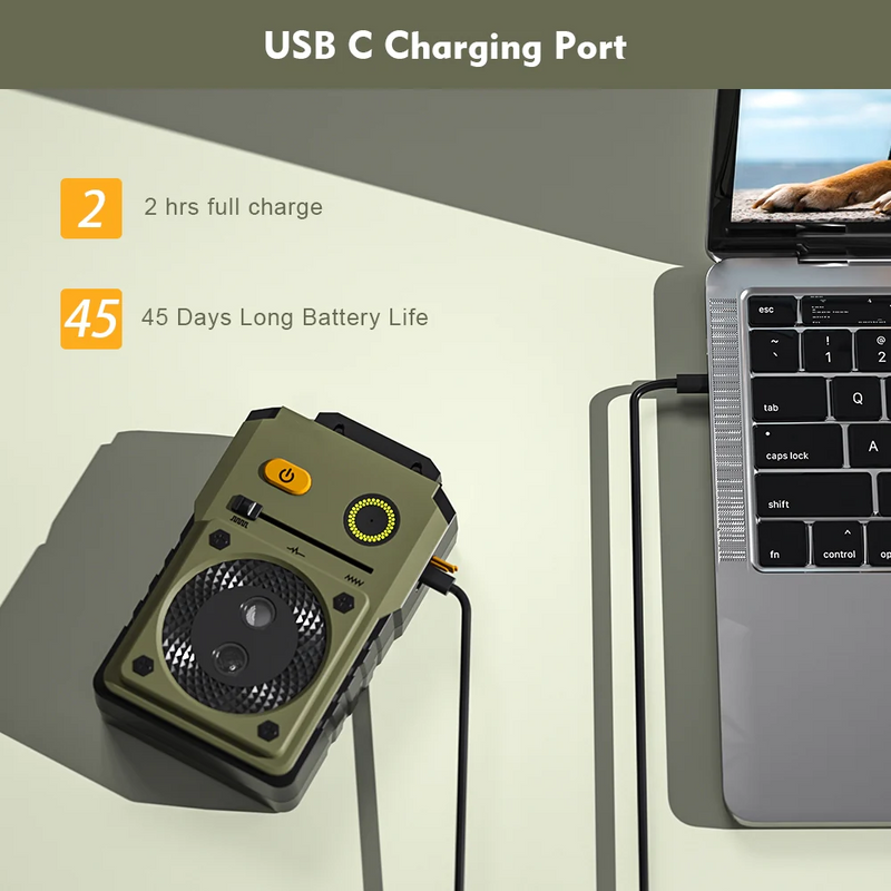 Ultrasonic Anti-Barking Device highlighting USB C Charging Port