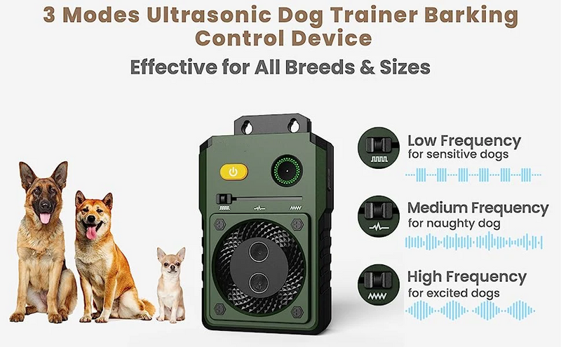 Close-up of the Ultrasonic Anti-Barking Device showcasing 3 modes ultrasonic dog trainer barking control device for all breeds and sizes