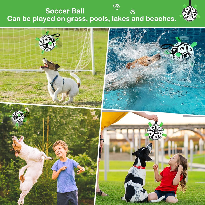 Dog Soccer Ball playing in grass, pools, lakes and beaches