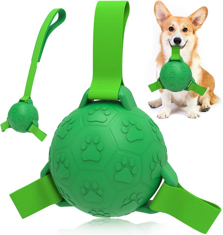 Interactive Dog Soccer Ball Toy with durable strap handles - Fun and engaging toy for dogs of all sizes