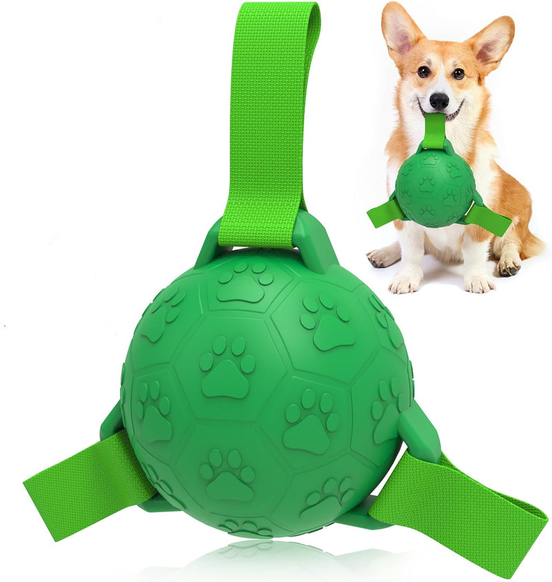 dog soccer ball rubber with short strap