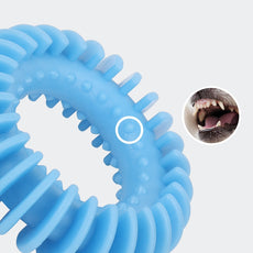 Durable silicone teething toy for puppies, offering gum relief and promoting dental health through interactive play and engagement. Available in New Zealand