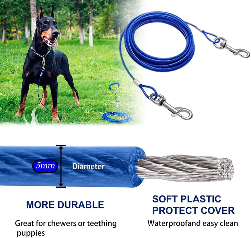 dog wearing waterproof tie out cable with 5mm diameter